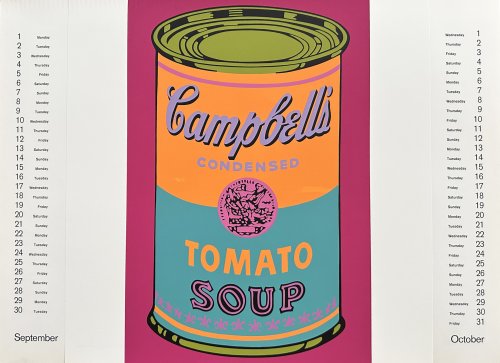 Banner. Calendar for 1969. Prints by Dine, Indiana, Warhol, Lichtenstein.